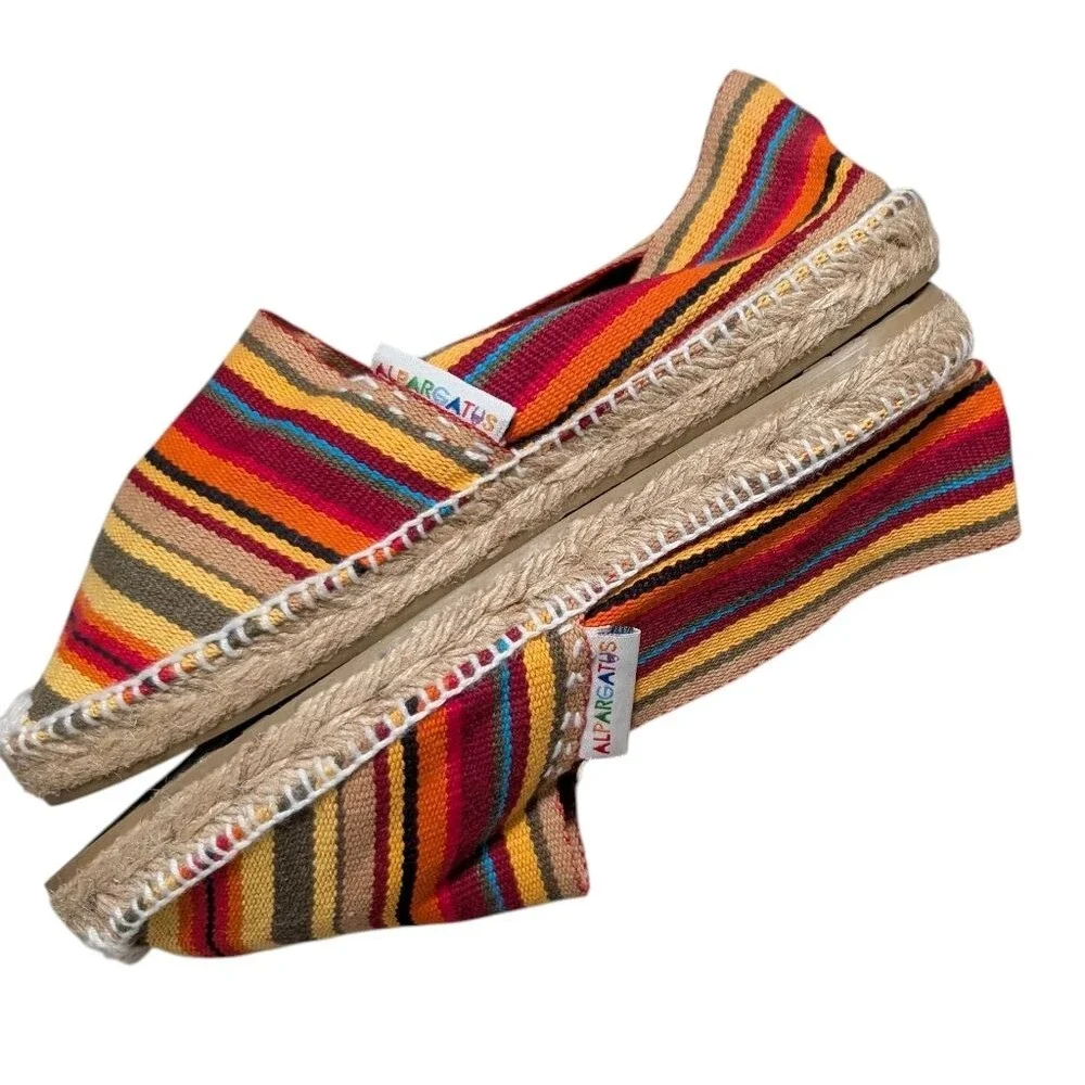 Alpargatus multi-color rainbow striped Espadrille cotton canvas Spain beachy 35
